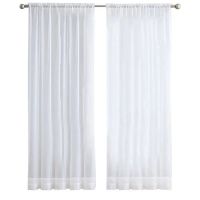 4 Panels White Sheer Curtains 84 Inches Long Rod Pocket Window Treatment Gauze Voile Drapes for Bedroom Living Room