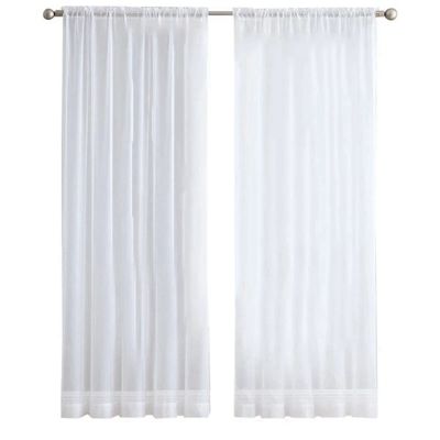4 Panels White Sheer Curtains 84 Inches Long Rod Pocket Window Treatment Gauze Voile Drapes for Bedroom Living Room