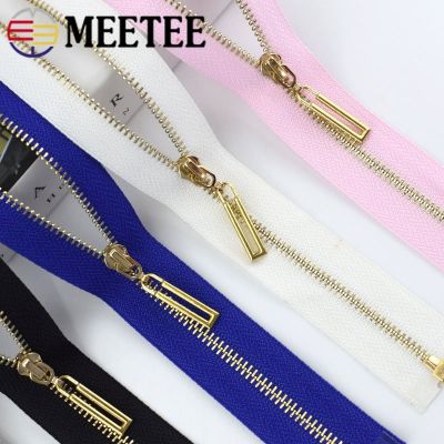 Meetee 2/5Pcs 40-70cm Open-End 3# Metal Zipper Colorful Golden Tooth Zip Bag Garment Sewing Zippers Jacket Coat Zips Accessories Door Hardware Locks F
