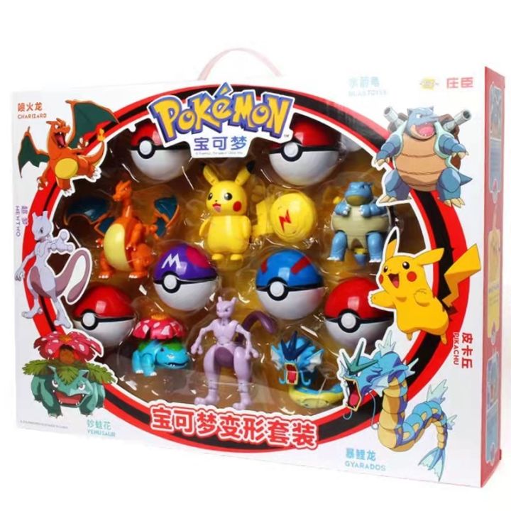 pokemon-การ์ตูนภาพยนตร์อะนิเมะของแท้-pikachu-mewtwo-charmander-pocket-monster-pokeball-pet-action-deformation-ของเล่น