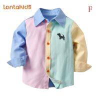 lontakids เด็กทารกเด็กผ้าฝ้ายแขนยาวสีขาวสีฟ้าสีชมพูเสื้อเชิ้ตทางการงานแต่งงานเสื้อผ้าลำลองสำหรับ1-7ปี