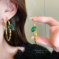[COD] needle zircon bamboo earrings niche ins personality simple design sense fashion temperament wholesale women