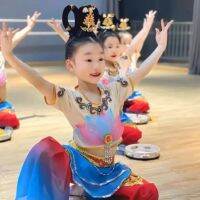 Spot parcel post Dunhuang Dancing Dress Childrens Costume Classical Folk Dance Costume Kweichow Moutai Mural Stunning Exotic Style Drums Female