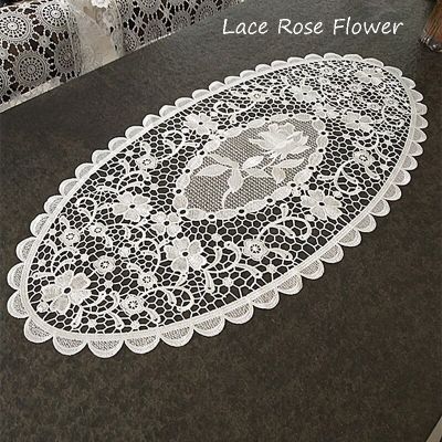 NEW oval Lace rose embroidery placemat cup coaster kitchen wedding table place mat cloth doily Christmas flower coffee tea pad