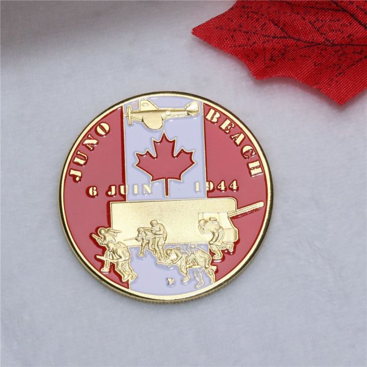 nice-canadian-souvenir-for-collection-canada-infantry-division-ww2-d-day-juno-beach-gold-plated-coin-canada-commemorative-coins