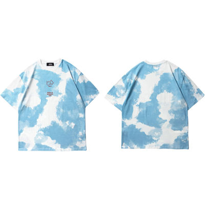 Hip Hop Tie Dye T-Shirt Streetwear Letter Puzzle Printed Tshirt  Men Summer T Shirt Harajuku Cotton Short Sleeve Tops Tees