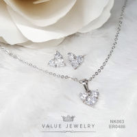 ชุดเซ็ตเครื่องประดับ ดอกไม้ Flower คริสตัลแท้ สร้อย สร้อยคอ ต่างหู เครื่องประดับ Valuejewelry SET004 NK063 ER0486