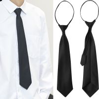 ◑ Black Knot Free Ties Zipper Matte High Grade Business Shirt Suit Tie Accessories Necktie Men Women Wedding Meeting Funeral Wear