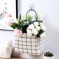 【YF】 1Pc Lattice Hanging Storage Bag agazine Holder With Hook Bed PocketBedside Organizer Dorm Room Phone Book M