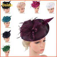 OSIDE ของใหม่ ขนนกสีขาว ดอกไม้ประดับดอกไม้ หมวก fascinator งานเลี้ยงน้ำชาปาร์ตี้ ปาร์ตี้ช่วงเย็น ที่คาดผมตาข่าย