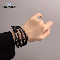 HOUMENG อินเทรนด์ วินเทจ เครื่องประดับปาร์ตี้ ปรับได้ แหวนแขน สร้อยข้อมือโครงกระดูก ผีกรงเล็บ armlet กำไลข้อมือหัวกะโหลก ข้อมือกระดูก