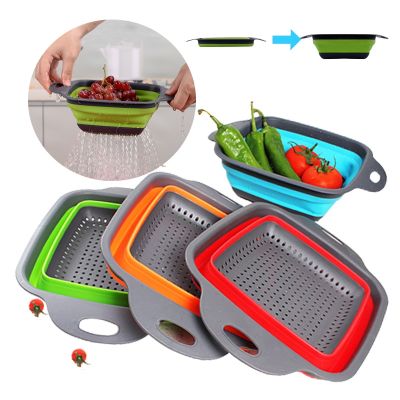 【CC】 Silicone Vegetable Basket Drain Plastic Washing Basin round Supplies