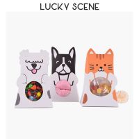 10Pcs Colorful Cute Pet Candy Box Carton Candy Box Gift Folding Paper Gift Bag Dog Cat Birthday S00914 Storage Boxes