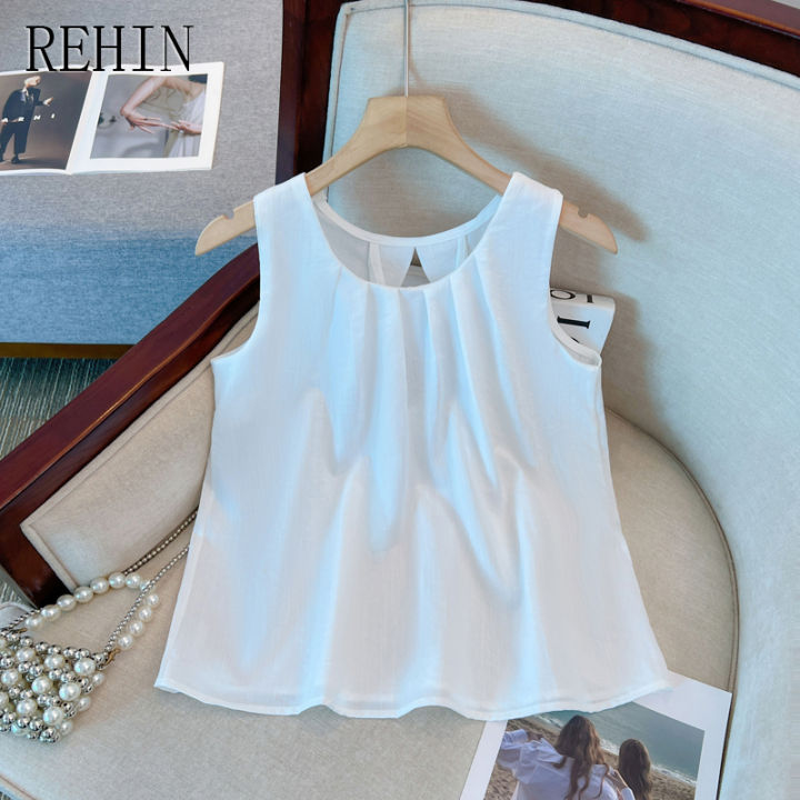rehin-เสื้อสตรีแขนกุดเสื้อบังทรงการออกแบบที่ไม่เหมือนใครวัยรุ่นเสน่ห์ฤดูร้อนเสื้อใหม่