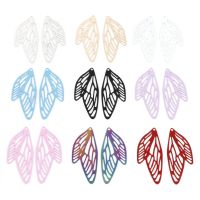 【CC】┇☸  Iron Alloy Insect Pendants Multicolor Painted Metal Charms Necklace Hollow Jewelry 5cm x 2.1cm10PCs