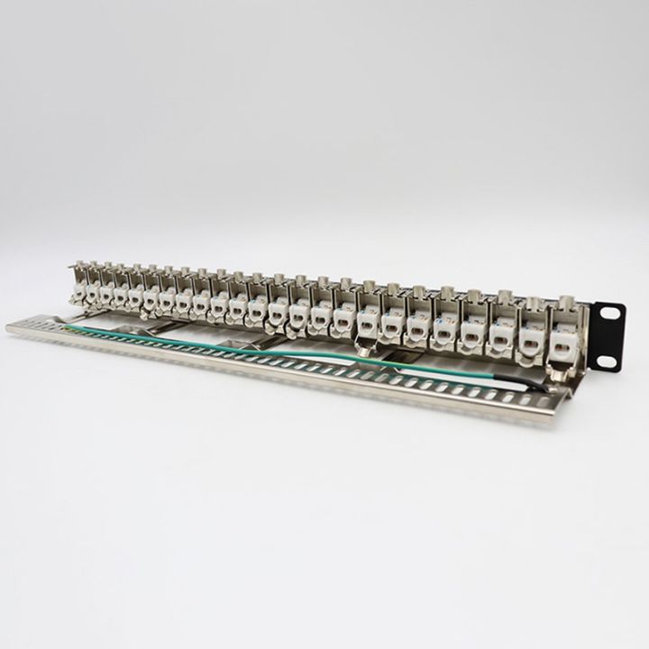 cat7-patch-panel-24port-cat7-cat6a-ftp-patch-panel-full-shielded-incl-24x-cat7-shielded-keystone-adapter-1u-19-inch