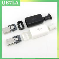 QB7LA Store Micro USB 5PIN Welding Type Male Plug Connectors Charger 5P USB Tail Charging Socket 4 in 1 White Black