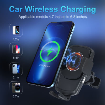 Wireless Car Charger Mount,15W Qi Fast Charging Auto-Clamping Car Phone Holder, Air Vent Windshield Dashboard Car Phone Mount for iPhone 13/12/11/X/8,Samsung S20/S10/Note20/Note10(Red)
