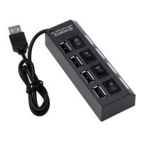 Universal USB Hub 4พอร์ต USB 2.0 Charger ความเร็วสูง Mini Hub Socket Splitter Cable Adapter พร้อมสวิตช์สำหรับแล็ปท็อป PC