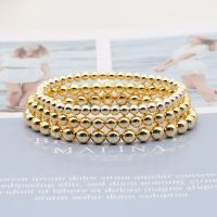 GO2BOHO Golden Bead Shiny Bracelet Handmade Summer Couple Gift Pairing Fashion Japanese Fadeless Plated 2-10mm Charms and Charm Bracelet