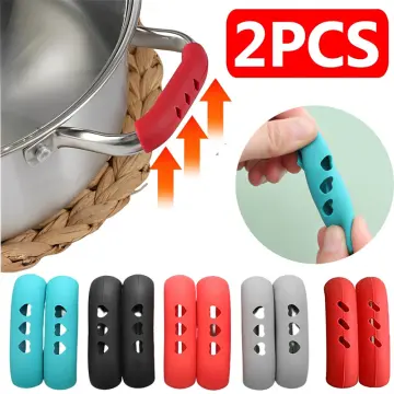 2PCS Easy Grip Silicone Handles for Pans, Non-Slip Silicone Handle Holder, Silicone  Pot Holder for Kitchen, Silicone Pot Handle Covers Heat Resistant Clamp  Handles for Oven Bowls 