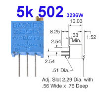 (5ชิ้น)VR เกือกม้า 5 Kohm (502) 3296W Trimpot Variable Resistor (Trimmer Potentiometer)