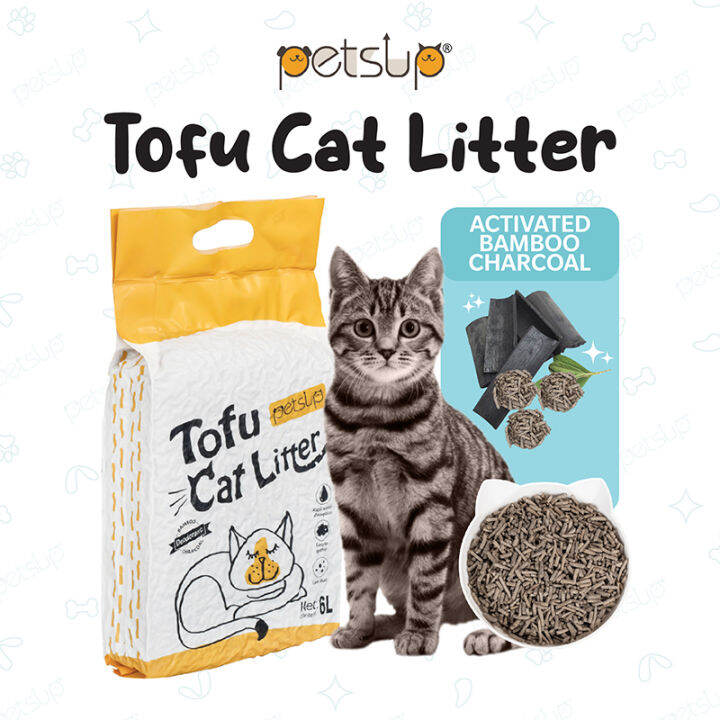 Petsup Cat Litter 6L Natural Tofu Cat Litter Fast Clumping Bamboo