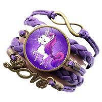 Cute Cartoon Unicorn Time Stone Braided Bracelet Pegasus Bracelet Infinite Love bracelet for men and women valentines day gift