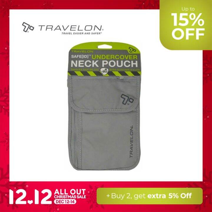 Travelon Na RFIDBlocking Undergarment Neck Pouch Travel Accessory Grey
