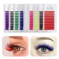 Color Eyelash Extension Brown Purple 8-14 mm Mixed Length Individual Lashes Natural Long C D Curl Soft Colored Lahses Cables Converters