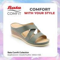 Bata Comfit บาจา คอมฟิต รองเท้าเสริมส้นเพื่อสุขภาพแบบเปิดส้น สูง 2.5 นิ้ว สำหรับผู้หญิง สีเขียว รหัส 6612806 สีเบจ รหัส 6615806