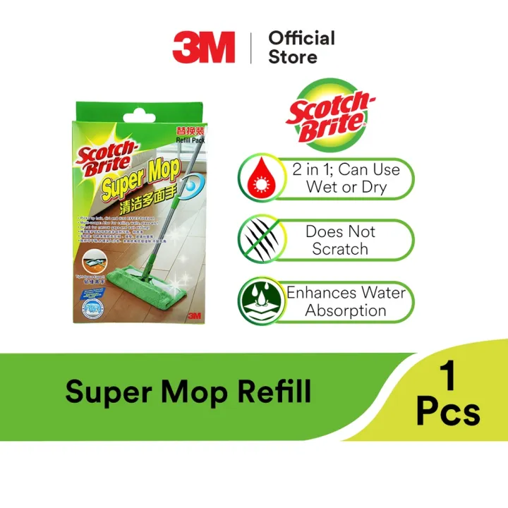 3M ScotchBrite Super Mop 360 Refill Pack Wet Dry Cleaning Scratch