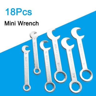 18pcs 1-18mm Mini Box Wrench Set Open Dual-Purpose Combination Ratchet Wrench Portable Universal Spanner Car Repair Hand Tools