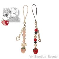 Pink Red Nana Inspired Strawberry Phone Charms heart and star Handmade Coquette Grunge y2k Keychain Mobile Phone Chain