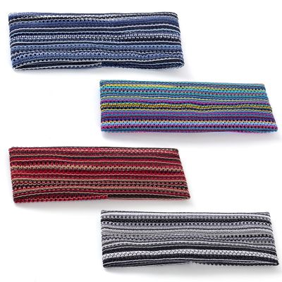 Geebro Vintage Multicolor Stripe Sports Hairband For Men Women Special Desgin Outdoor Headband Bohemia Flat Headband Elastic