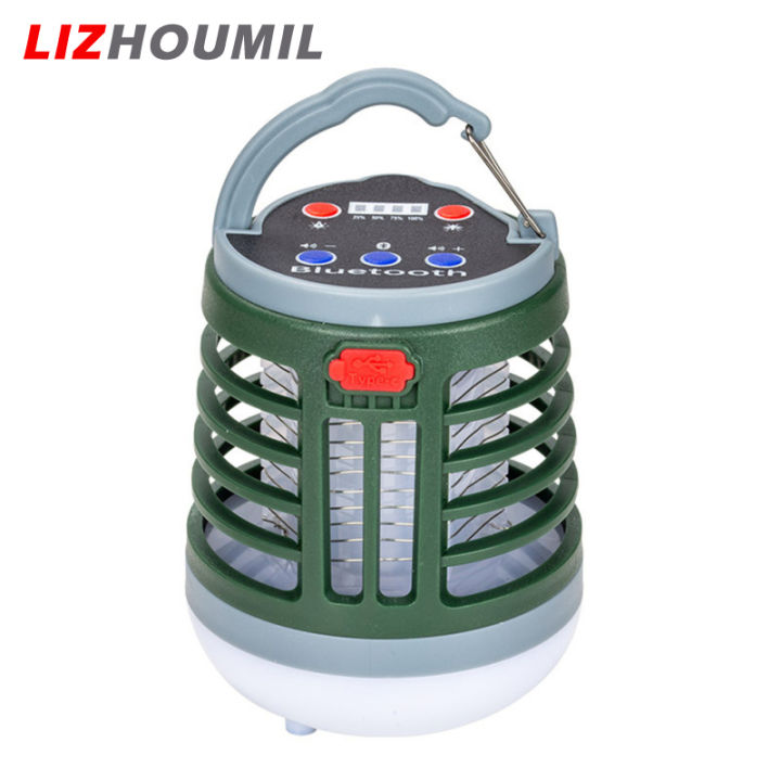 lizhoumil-กำจัดยุงไฟฟ้าช็อตพกพาพร้อมโคมไฟไฟดักยุงชาร์จได้-usb-เสียงบลูทูธ