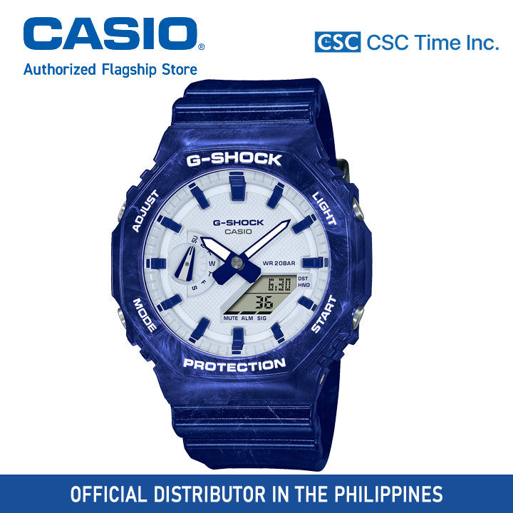 Casio G Shock Ga 2100bwp 2adr Blue Resin Strap 200 Meter World Time Watch Lazada Ph