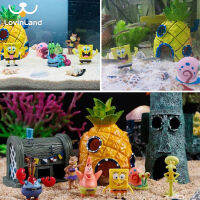 Lovinland การ์ตูนสับปะรด Squidward House Fish Tank Home Garden Aquarium ตกแต่ง Aquarium Decor