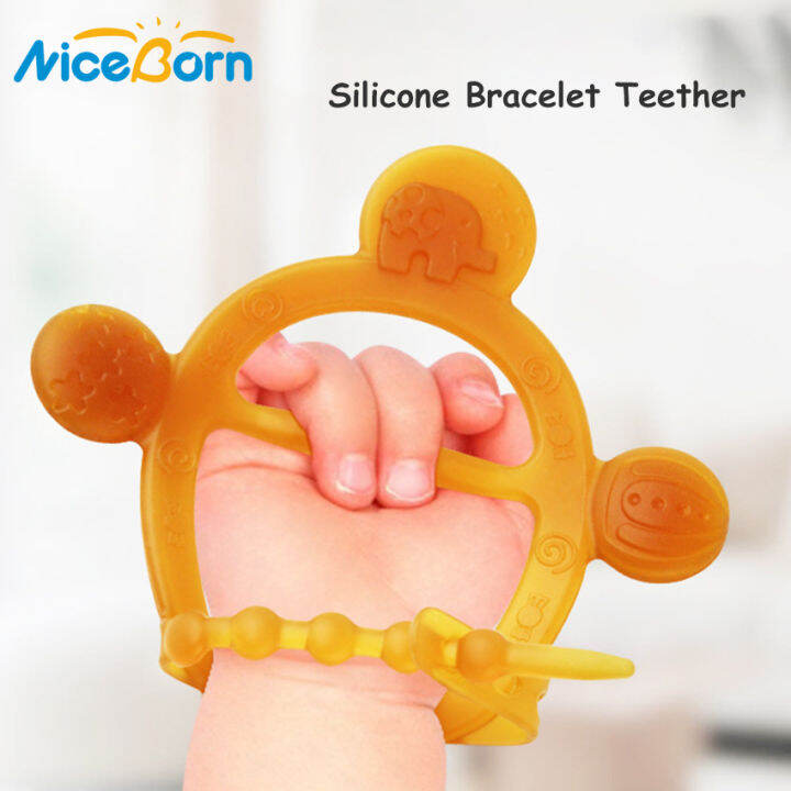 NiceBorn Baby Silicone Teethers Wristband Teether Newborn Chewing Bite