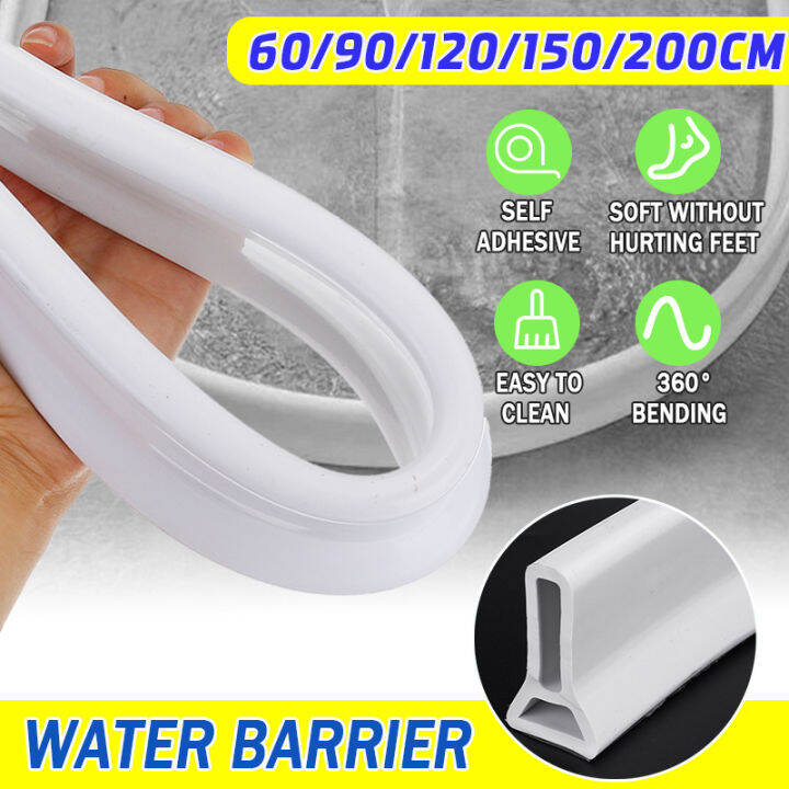 60200cm Collapsible Shower Threshold Water Dam Water Barrier for Shower and Water Stopper Keeps