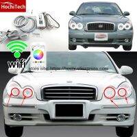 Hochitech แต่งรถชุดแหวนหลากสี Rgb สำหรับ Hyundai Sonata 2002 2005 Angel Eyes Wifi การควบคุมระยะไกล