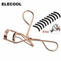 ♟ ELECOOL 1pc Woman Rose Gold Eyelashes Curler Curling Eye Lashes Clip 10pcs Eyelash Curler Replacement Pads Makeup Tools