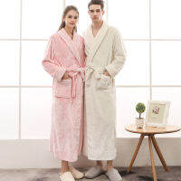 Terry Dressing Gown Womens Thick V Neck Winter Soft Long Sleeve Ladies Bathrobe with Sashes Flannel Pocket Plus Size Home Wear