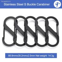 卍 S Type Stainless Steel Carabiner With Lock Key-Lock Backpack Buckle Anti-Theft Outdoor Camping Mini Keychain Hook Black/Silver