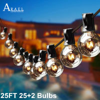 Glass Globe String Lights with 25 Clear Bulbs Hanging Indoor Christmas Lamp Outdoor for Wedding Garland Fairy Lights Decoration