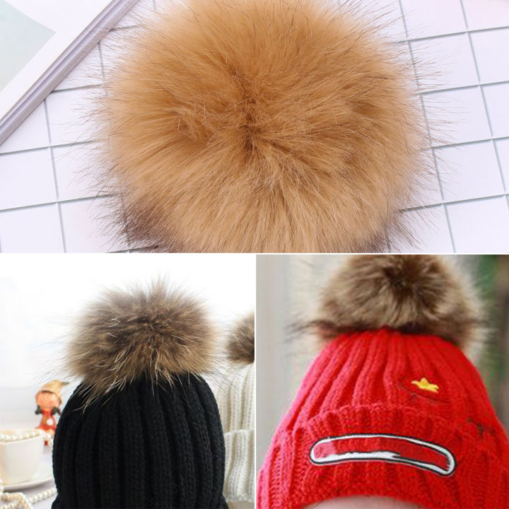 bqgbg63511หมวกปอมปอมขนาดใหญ่15ซม-หมวกแบบถักเลียนแบบขน-pompom-skullie