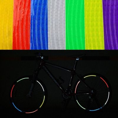 RONGJINGMALL แผ่นสะท้อนแสงสำหรับติดขอบล้อกลางแจ้งจักรยาน MTB สติ๊กเกอร์สะท้อนแสงจักรยาน