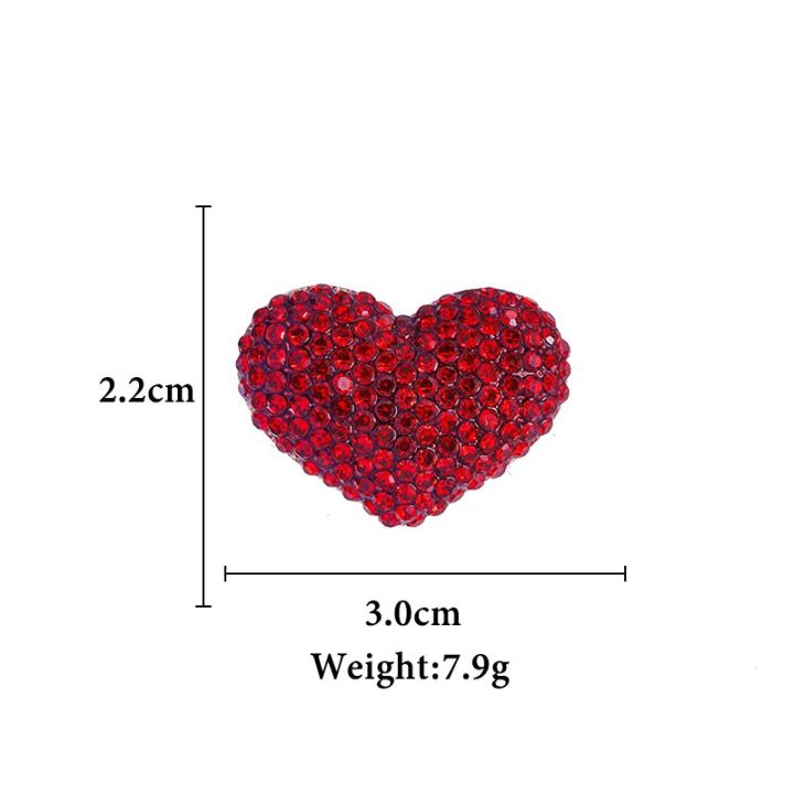 baiduqiandu-เข็มกลัดหัวใจปูพื้นพลอยเทียมสีแดงสำหรับผู้หญิงเครื่องประดับเสื้อผ้ารัดรูปหัวใจ