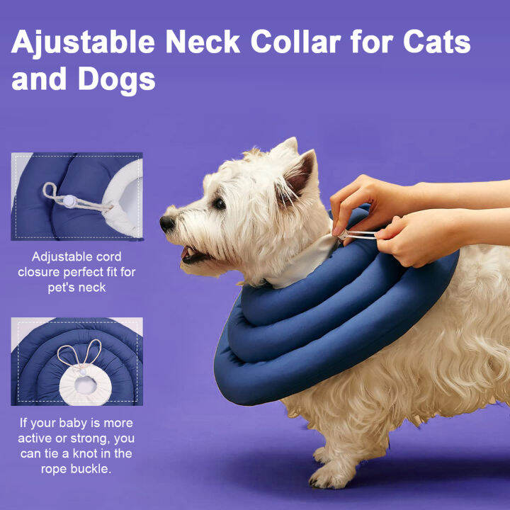 pet-recovery-collar-หลังการผ่าตัด-dog-cone-collar-with-adjustable-neck-drawstring-waterprrof-dog-protective-donut-collar-for-small-medium-large-pets