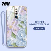 YBDเคสโทรศัพท์ดีไซน์ใหม่สำหรับ OPPO F11 F11 Pro เคสชุบน้ำมันเคสภาพวาดลายดอกไม้เคสแถมฟรีสายคล้อง